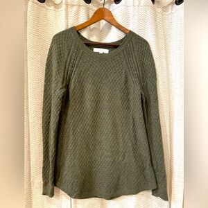 Olive Sweater with Gold Sparkle Detail